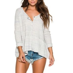 Free people periwinkle and white peplum thermal